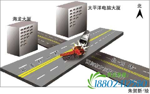 中关村一桥上罐车撞裂护栏北四环上班高峰堵4小时