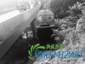 冲出护栏的油罐车 李东朝 供图