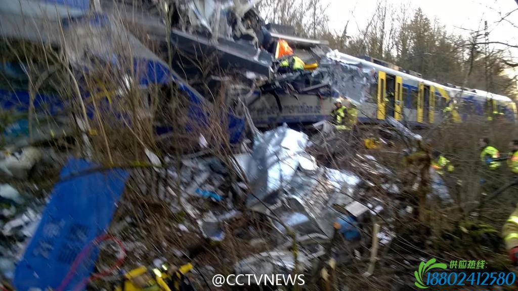 德国两辆火车迎面相撞 死伤者多达上百人(图)