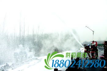 油罐车冲断高速路护栏翻进沟