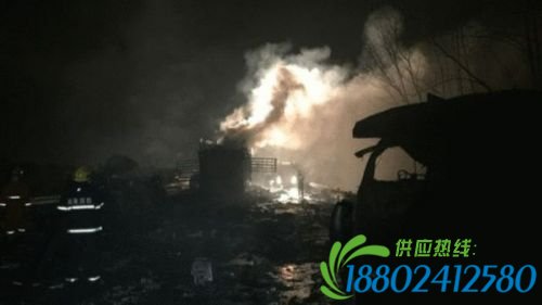 京港澳高速汨罗段油罐车爆炸事故现场(图)