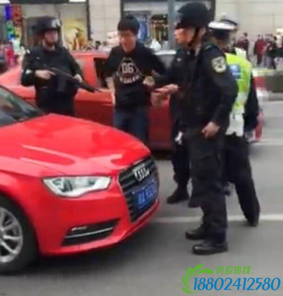 奥迪强行变道撞警车 特警提枪警戒吓坏司机