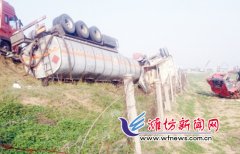 两车高速追尾翻进沟 困在驾驶室的两人被救出