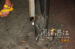 小车避电动车冲护栏 险撞伤一家三口