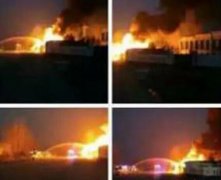 聊城堂邑一辆油罐车突然起火 驾驶员死亡